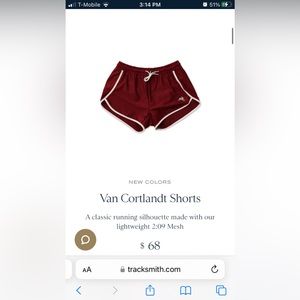 Tracksmith Women’s Van Cortlandt Shorts (size small)